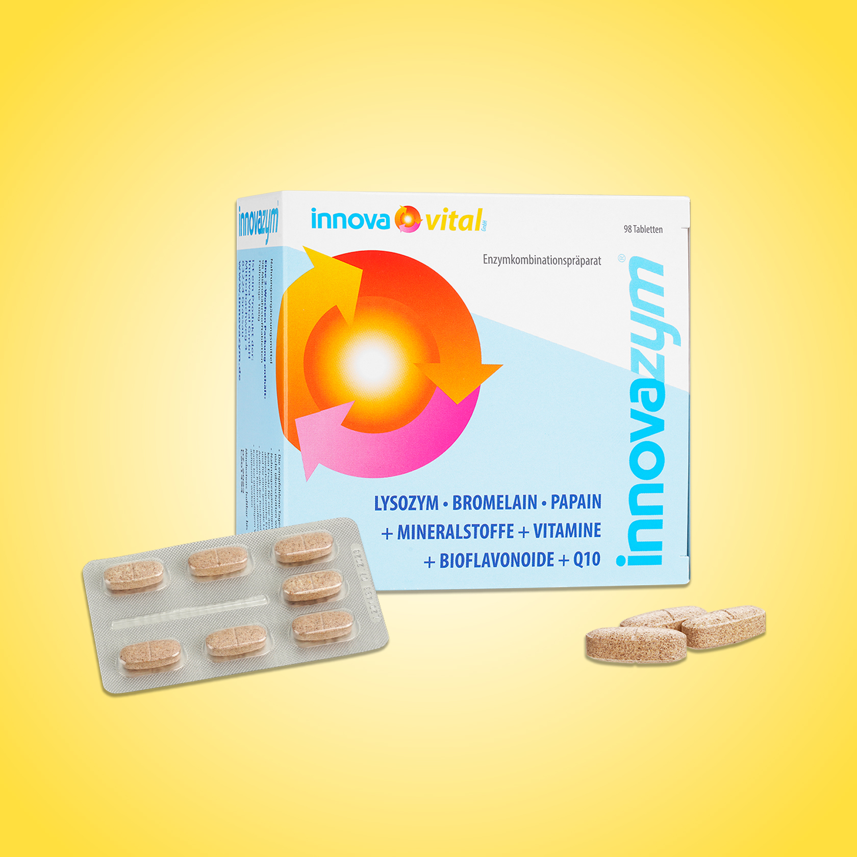 innovazym® - Enzymkombinationspräparat - Lysozym - Bromelain - Papain + Mineralstoffe + Vitamine + Bioflavonoide +Q10